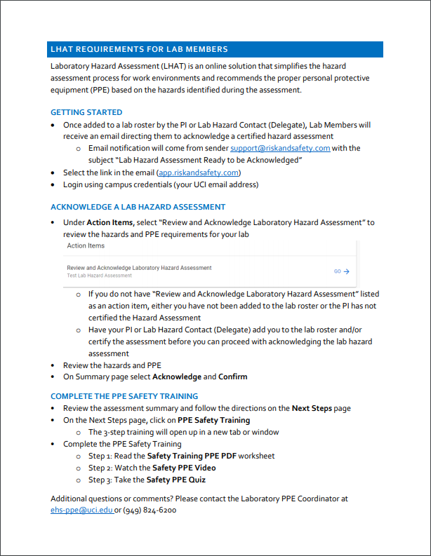 LHAT Requirements document